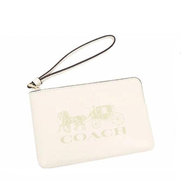 Coach Bag Vintage Vanilla Cream Zip Wristlet Horse Carriage Leather Handbag NEW - Picture 3 of 9